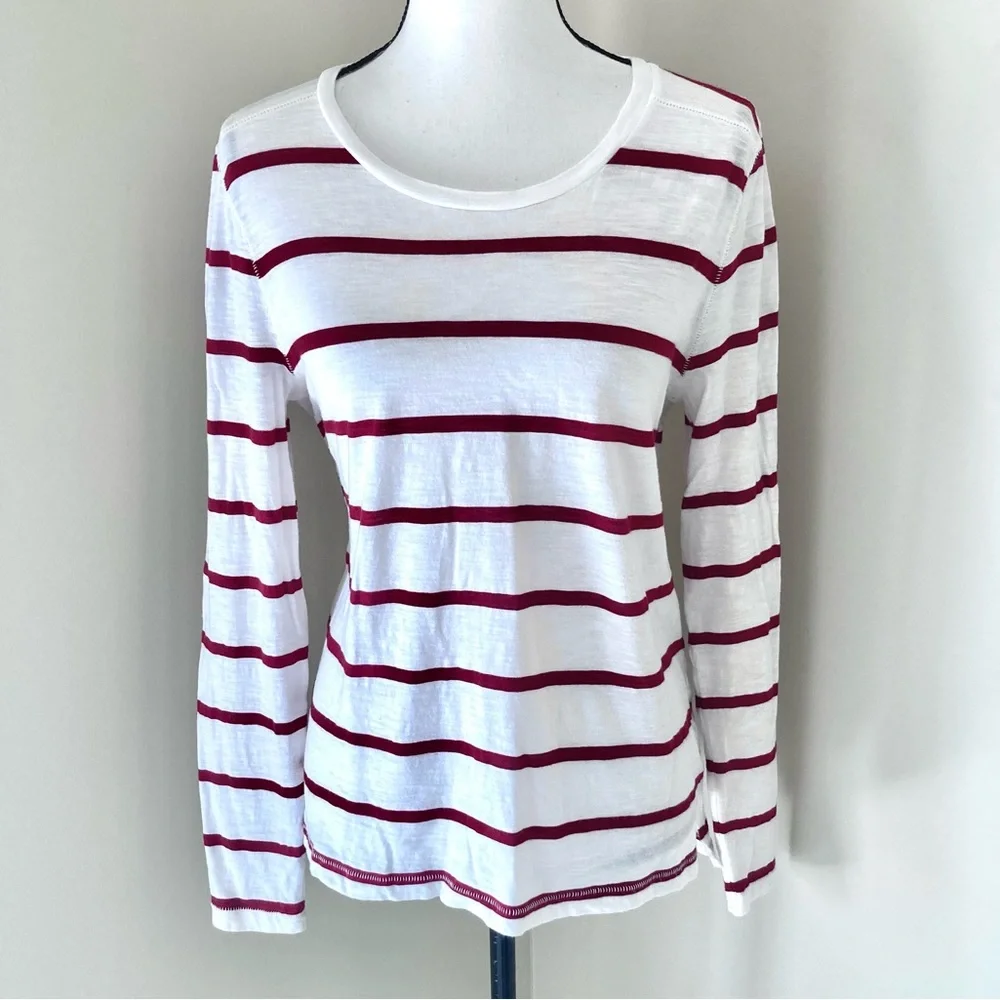 Madewell Long Sleeve T-shirt in Red and White Size L - Picture 4 of 10
